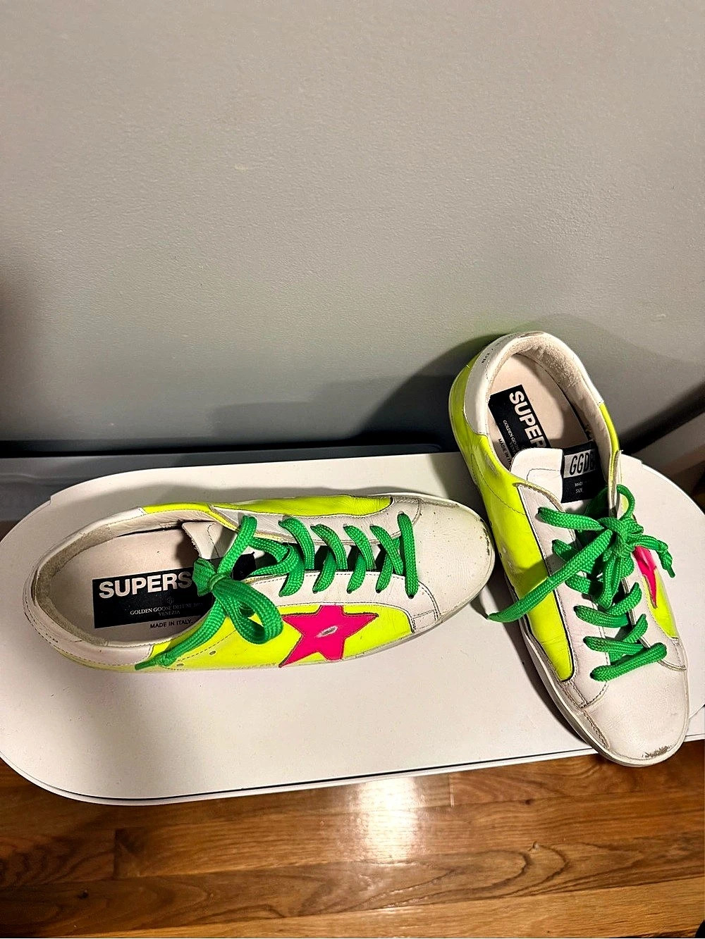 Golden Goose Super-Star Sneakers White & Green EU 39 US 8